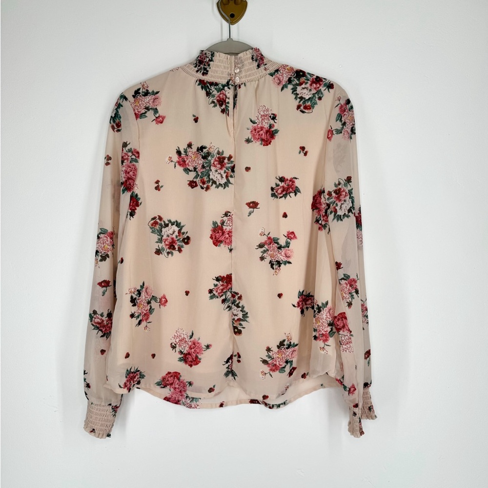 Midnight Sky Peach Floral Long Sleeve Blouse Women's Size Large - Picture 2 of 13